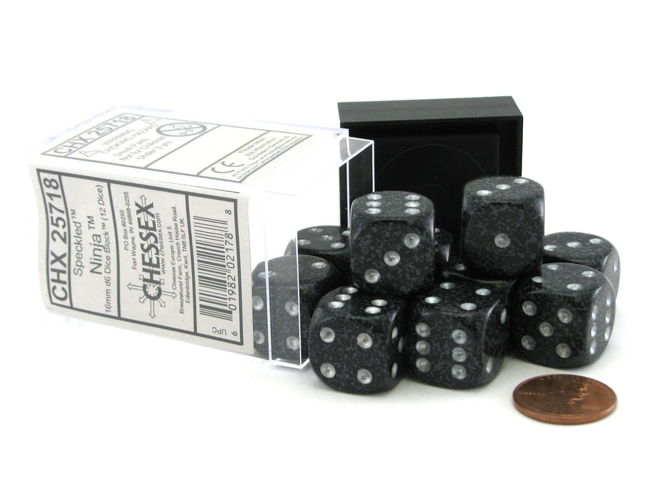 Speckled 16mm D6 Chessex Dice Block (12 Dice) - Ninja