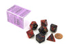 Polyhedral 7-Die Gemini Chessex Dice Set - Purple-Red with Gold Numbers