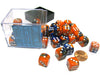 Gemini 12mm D6 Chessex Dice Block (36 Dice) - Blue-Orange with White Pips