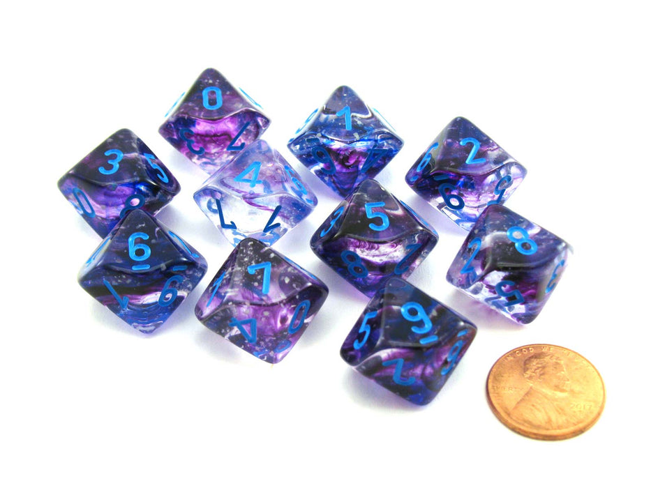 Nebula Nocturnal/blue Luminary Set of Ten d10s