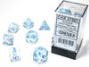 Polyhedral DnD 7-Dice Set, Luminary Borealis - Icicle with Light Blue Numbers