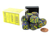 Festive 16mm D6 Chessex Dice Block (12 Dice) - Rio with Yellow Pips
