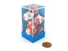 Polyhedral 7-Die Gemini Chessex Lab Dice 3 Set - Red-White with Blue Numbers