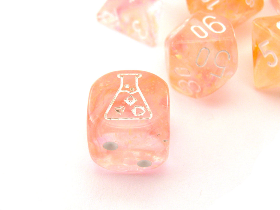 Polyhedral 7-Die Luminary Chessex Lab Dice 4 Set - Nebula Supernova with White