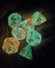 Polyhedral 7-Die Luminary Chessex Lab Dice 4 Set - Nebula Supernova with White