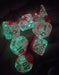 Polyhedral 7-Die Luminary Chessex Lab Dice 4 Set - Gemini Clear-Pink with White