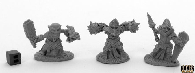 Bloodstone Gnome Warriors (3) #44041 Bones Black Unpainted Plastic