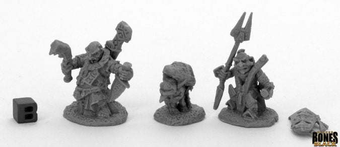 Bloodstone Gnome Heroes (2) #44048 Bones Black Unpainted Plastic