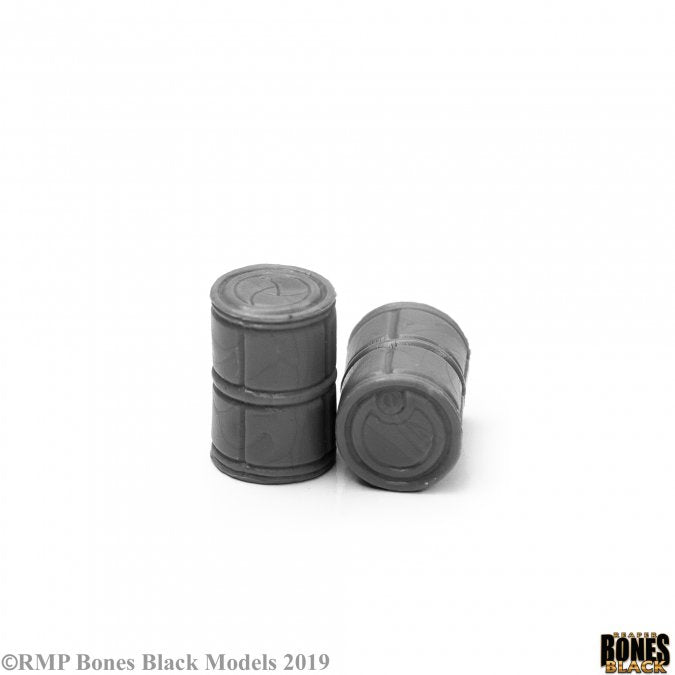 Reaper Miniatures Sci Fi Barrels (2) #49026 Bones Black Unpainted Plastic Figure