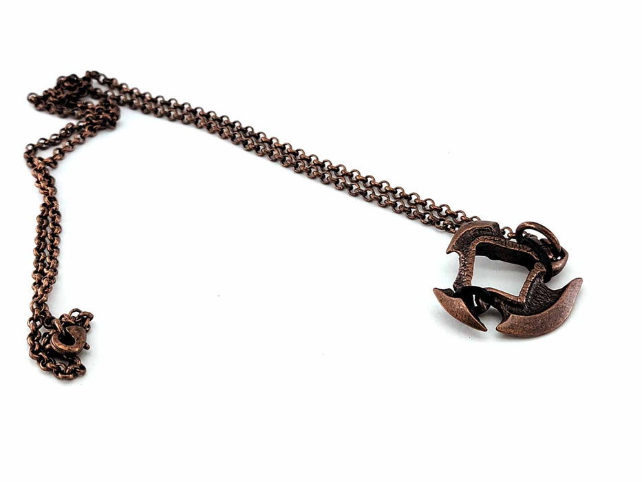 Dice Pendant Necklace 'Axe Blade' with Old Copper Finish - Holds a 12mm D6