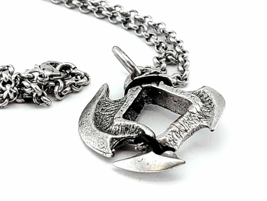 Dice Pendant Necklace 'Axe Blade' with Old Silver Finish - Holds a 12mm D6