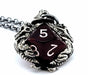 Dice Pendant Necklace 'Dragons' with Gunmetal Gray Finish - Holds a D10