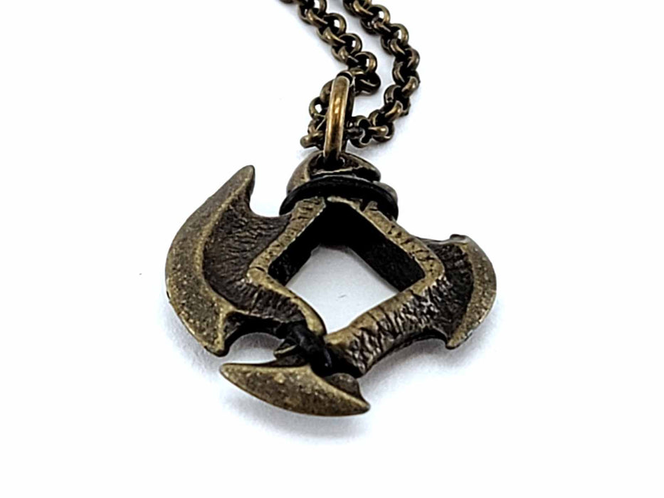 Dice Pendant Necklace 'Axe Blade' with Old Brass Finish - Holds a 12mm D6