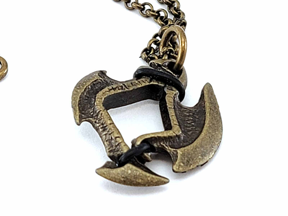 Dice Pendant Necklace 'Axe Blade' with Old Brass Finish - Holds a 12mm D6