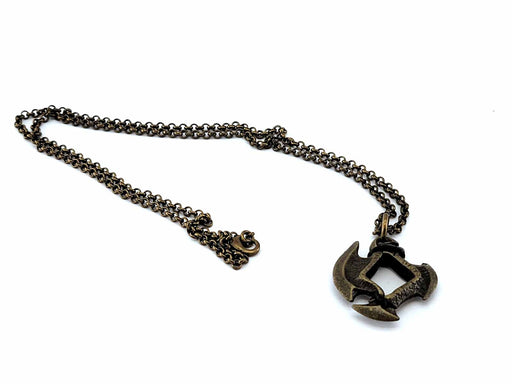 Dice Pendant Necklace 'Axe Blade' with Old Brass Finish - Holds a 12mm D6