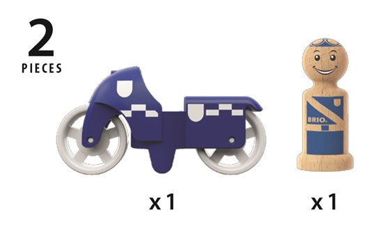 BRIO Wooden Police Officer and Motorcycle Toddler Play Toy