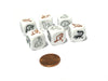 Set of 6 Woodland Creatures 16mm D6 Animal Dice - White with Multi-Color Etches