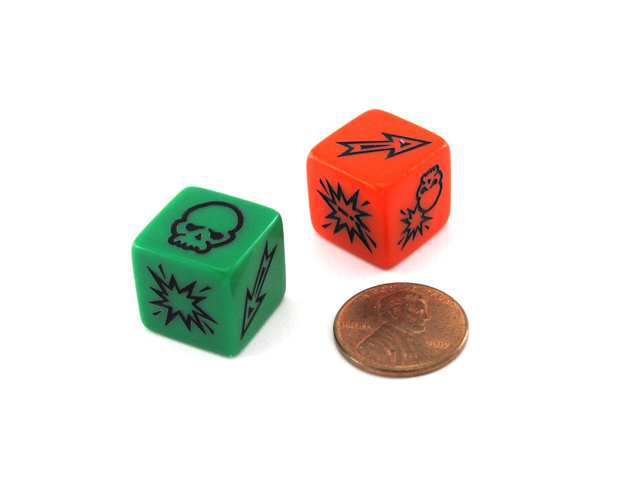 Pack of 2 Chessex Custom Engraved 16mm D6 Assorted Style Dice - Block Dice