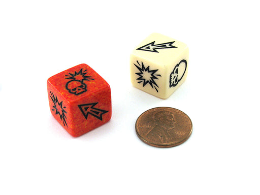 Pack of 2 Chessex Custom Engraved 16mm D6 Assorted Style Dice - Block Dice