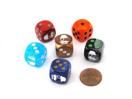 Pack of 6 Chessex Custom Engraved 16mm D6 Assorted Style Funny Meme Dice - Quite