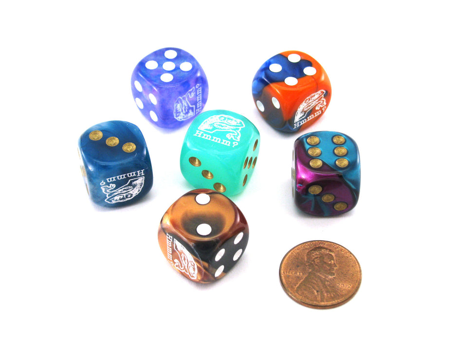 Pack of 6 Custom 16mm D6 Assorted Style Funny Meme Dice - Philosoraptor (Hmmm?)