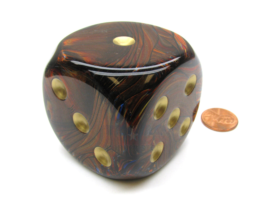 Scarab 50mm Huge Large D6 Chessex Dice, 1 Piece - Blue Blood with Gold Pips