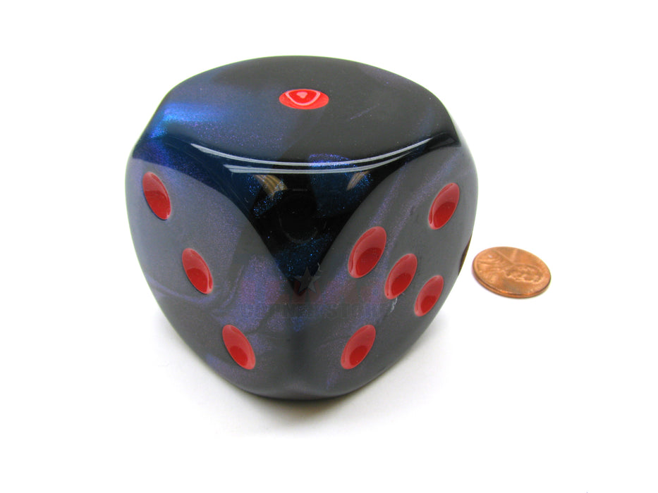 Gemini 50mm Huge Large D6 Chessex Dice, 1 Piece - Black-Starlight with Red Pips