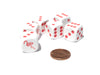 Set of 6 Flamingo 16mm D6 Round Edged Animal Dice - White with Pink Pips