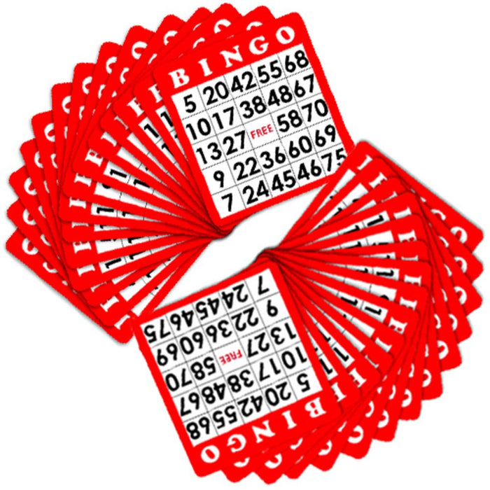 Pack of 100 Bingo Cards - Red
