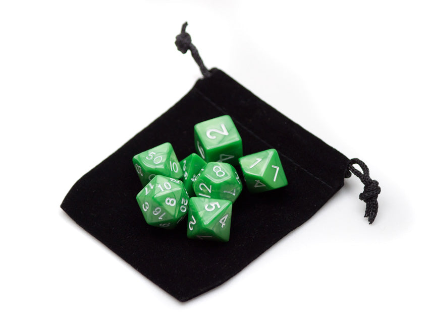 Wiz Dice 7 Die Polyhedral Dice Set in Velvet Pouch - Imperial Gem