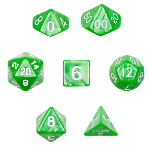 Wiz Dice 7 Die Polyhedral Dice Set in Velvet Pouch - Imperial Gem