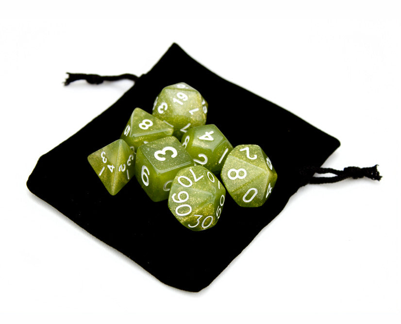 Wiz Dice 7 Die Polyhedral Dice Set in Velvet Pouch - Serpent