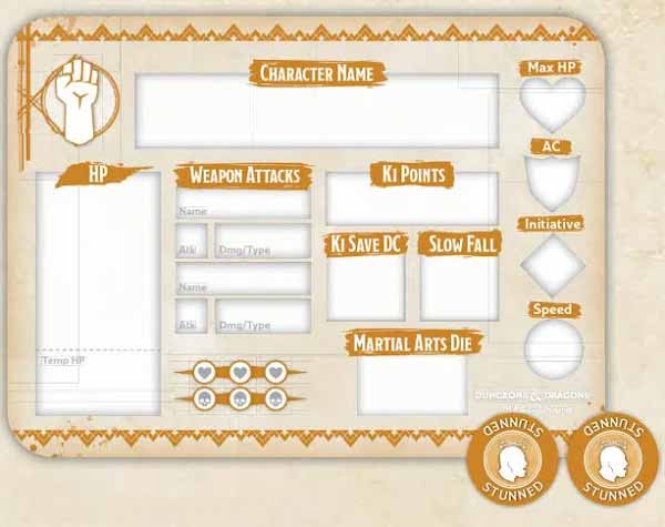Dungeons and Dragons RPG Token Set - Monk