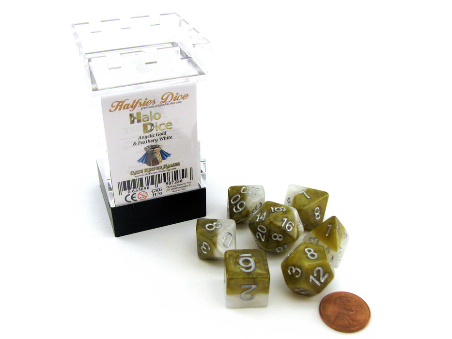 Halfsies Dice 7 Piece Polyhedral DnD Dice Set - Halo