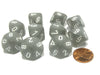 Set of 10 Chessex Frosted D10 Dice - Smoke with White Numbers