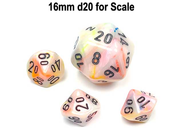 Festive 10mm Mini Tens D10 Dice, 6 Pieces - Circus with Black Numbers