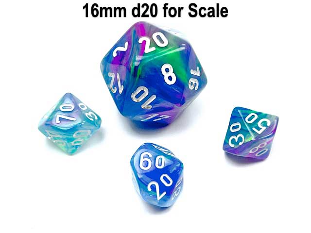 Festive 10mm Mini Tens D10 Dice, 6 Pieces - Waterlily with White Numbers