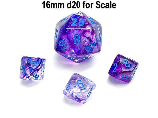 Luminary Nebula 10mm Mini 10 Sided D10 Dice, 6 Pieces - Nocturnal with Blue