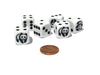 Set of 6 Panda 16mm D6 Round Edged Animal Dice - White with Black Pips