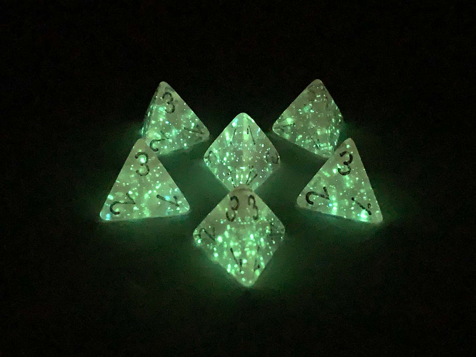 Luminary Borealis 18mm 4 Sided D4 Dice, 6 Pieces - Pink with Silver Numbers