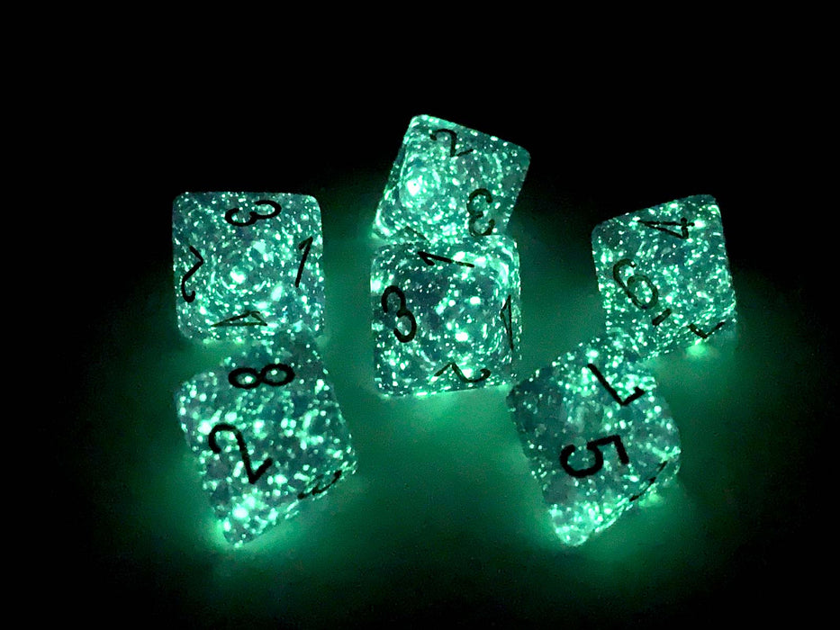 Luminary Borealis 15mm 8 Sided D8 Dice, 6 Piece - Royal Purple with Gold Numbers