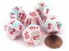 Festive 18mm 12 Sided D12 Chessex Dice, 6 Pieces - Pop Art with Red Numbers