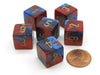 Gemini 15mm 6-Sided D6 Numbered Chessex Dice, 6 Pieces - Blue-Red with Gold