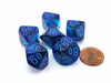 Luminary Gemini 16mm Tens D10 Dice, 6 Pieces - Blue-Blue with Light Blue