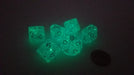 Luminary 16mm D10 (0-9) Chessex Dice, 6 Pieces - Sky with Silver Numbers