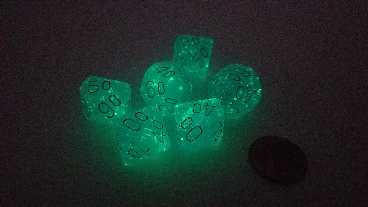 Luminary 16mm Tens D10 (00-90) Chessex Dice, 6 Pieces - Sky with Silver Numbers