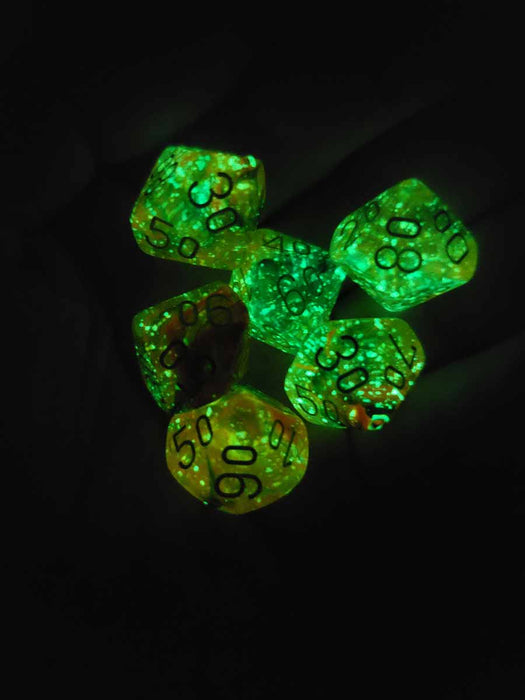 Luminary Nebula 16mm Tens D10 (00-90) Dice, 6 Pieces - Spring with White