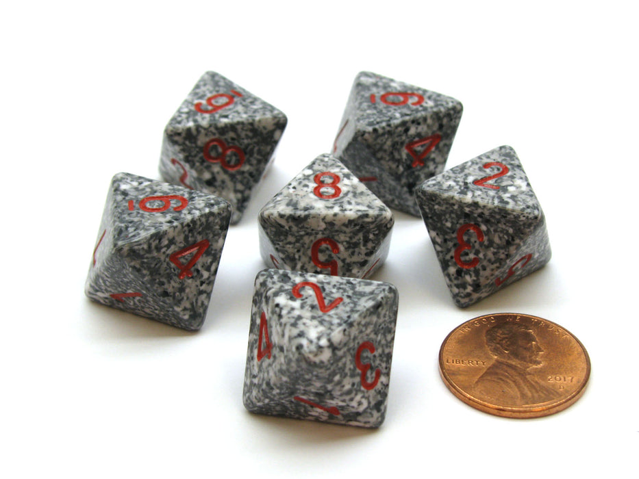 Speckled 15mm 8 Sided D8 Chessex Dice, 6 Pieces - Granite