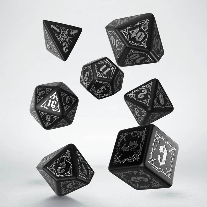 Bloodsucker 7 Piece Polyhedral Dice Set - Black/Silver