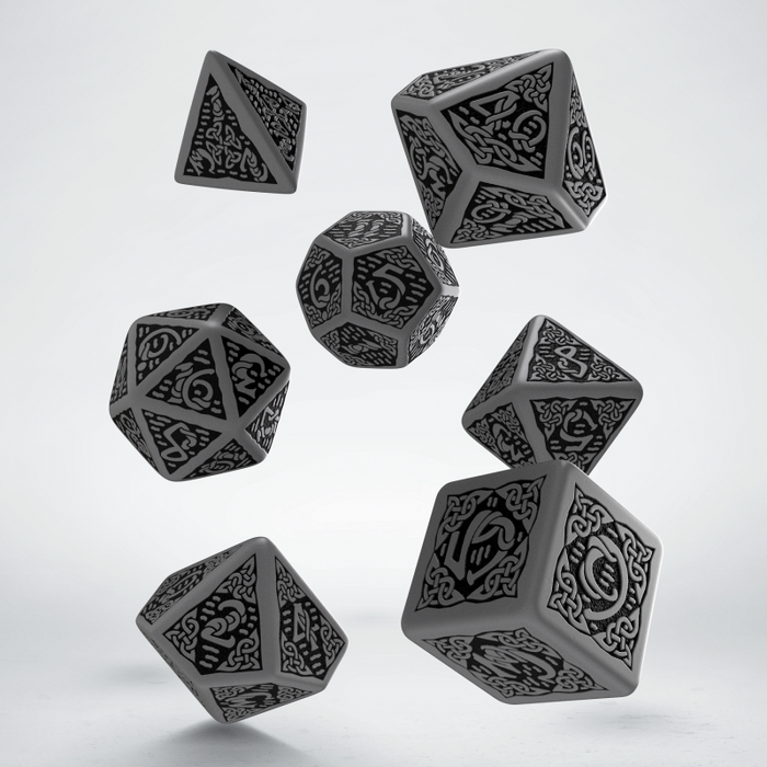 Celtic Dice Set 3D Grey/Black (7)